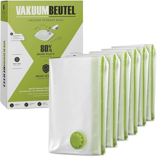Sac rangement sous vide aspirateur - Taille L (80 x 60cm) - Sans BPA - Sac à vide pour vêtements, coussins, serviettes etc. - Housse rangement sous vide