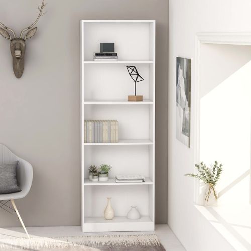 Vidaxl Bibliothèque À 5 Niveaux Blanc 60x24x175 Cm Bois D'ingénierie