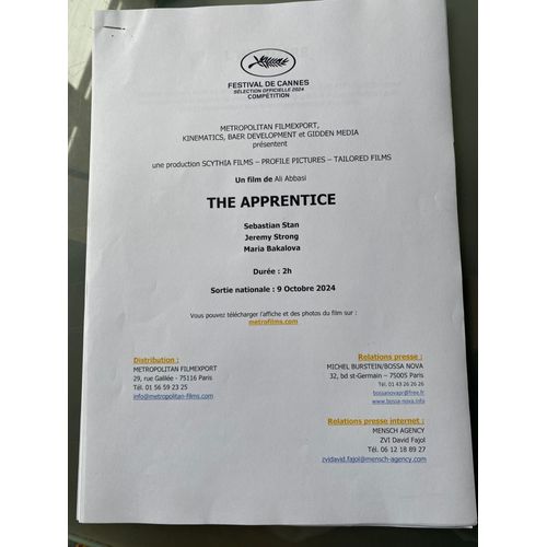 Dossier De Presse "The Apprentice"