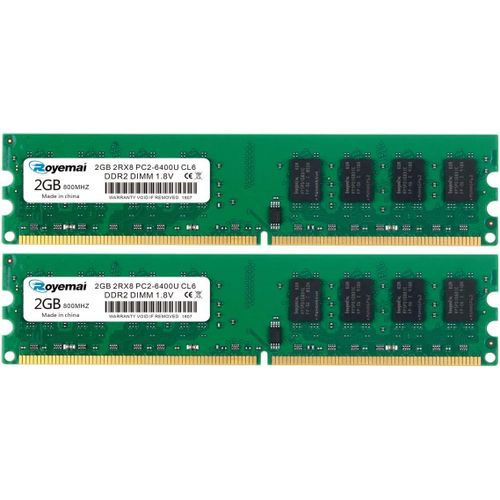 PC2-6400U DDR2 800 4 Go (2x2 Go) 2RX8 PC2 6400 240 Broches 1,8 V CL6 Udimm DDR2 RAM Module de mémoire de Bureau RAM pour Intel AMD Desktop.[G78]