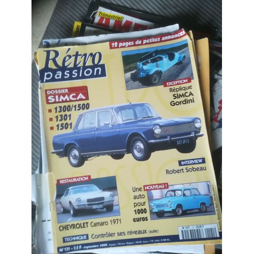 Retro Passion 121 De 2000 Simca 1301 Special,1500 Gls,Simca 8,Trabant P601x,Sobeau,Camaro 350 Sport Coupe