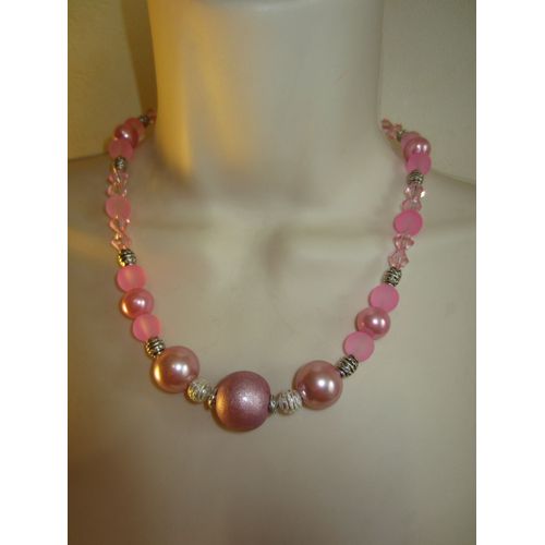 Collier Rose Et Argenté