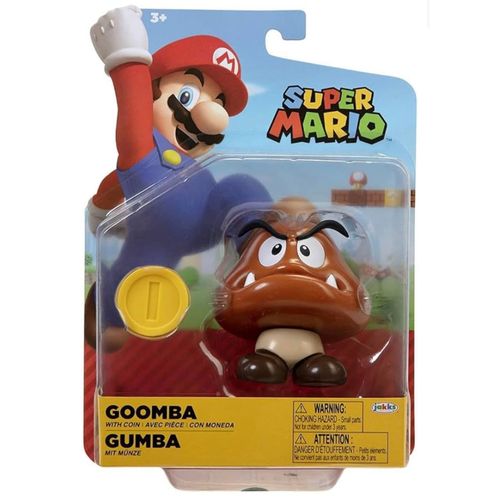 World Of Nintendo - Super Mario - Figurine Articulée 10.2cm + Accessoire - Goomba + Pièce - Jakks Pacific