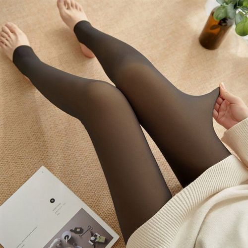 Collant Polaire Femme Chaud Hiver Femme Collant Thermique Femme Collant Polaire Hiver Transparent - Half Foot Black-200g-Thick