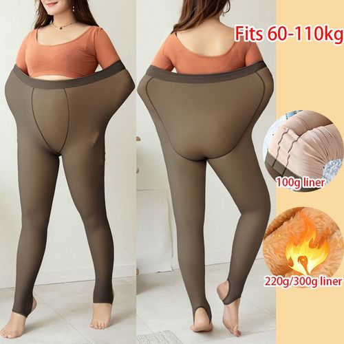 Collants Thermiques Doublés Pour Femmes,Collants Polaires,Pantalons Chaussettes,Fausses - Black Translucent -B-220g (Winter)