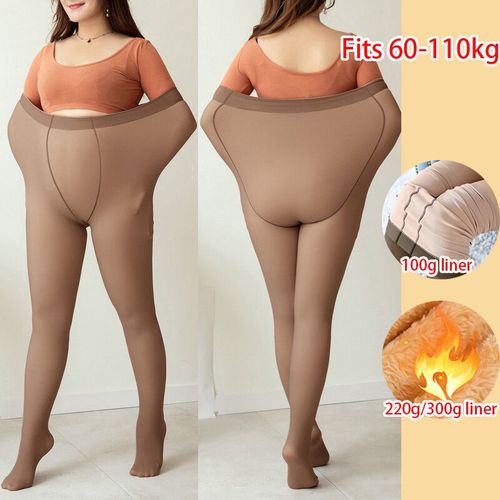 Collants Thermiques Doublés Pour Femmes,Collants Polaires,Pantalons Chaussettes- Coffee Translucent-A-300 Thicken(Winter)