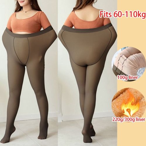 Collants Thermiques Doublés Pour Femmes,Collants Polaires,Pantalons Chaussettes,Fausses - Black Translucent -A-220g (Winter)
