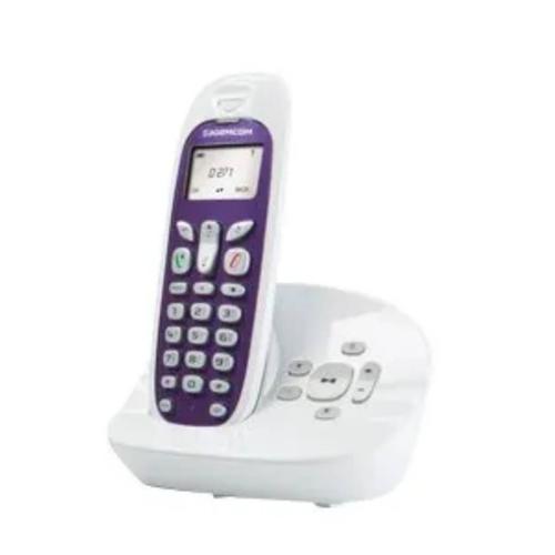 Sagemcom D271A - Téléphone fixe sans fil - système de répondeur avec ID d'appelant DECT / GAP - conférence à trois - jusqu'à 3 combinés supplémentaires - mains libres - couleur prune - écran LCD Alpha