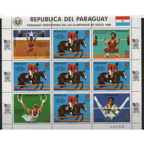 Paraguay Timbre Jeux Olympiques De Seoul 1988