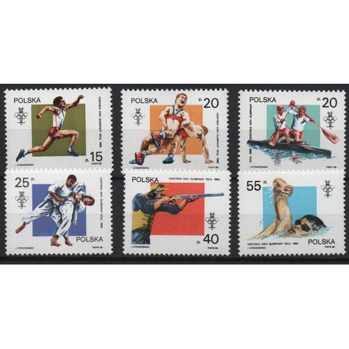 Pologne Timbres Jeux Olympiques De Seoul 1988