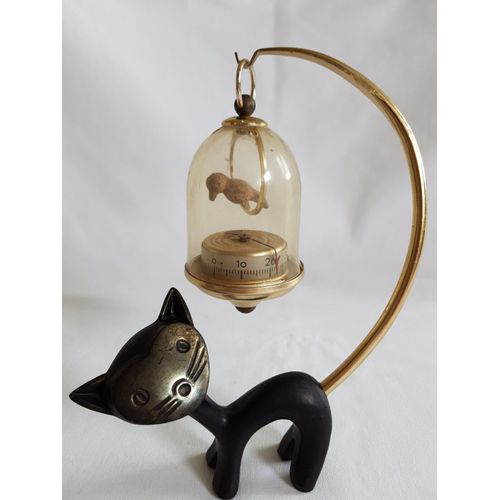 Sculpture Bronze Chat Walter Bosse Herta Baller Thermomètre 1950