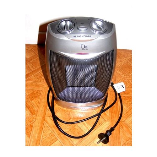 Radiateur oscillant reglable soufflant céramic 1500W chauffage multi puissances chaufe rapid & ventilation froid chaud chaleur instantané appoint sécurité antibascul argenté poigné transport DX DREXON