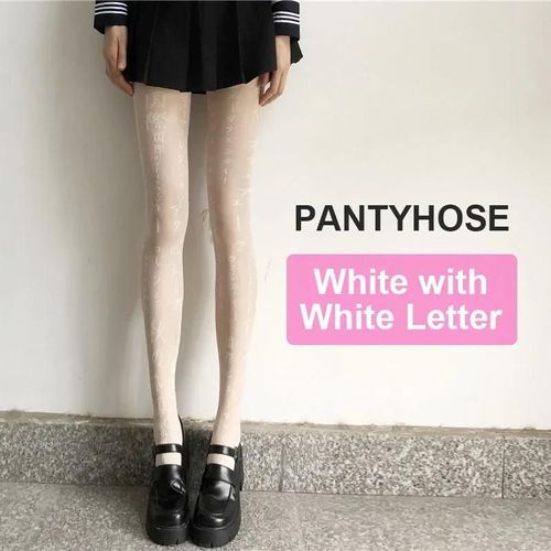Collants College Avec Lettres Japonaises Oke Ji Pour Femmes Et Filles,Collants Fins,Chaussettes À Motifs De - P-Whitewhite