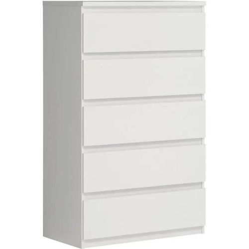 Commode Chelsea 5 Tiroirs - 77,2 Cm - Décor Blanc Mat