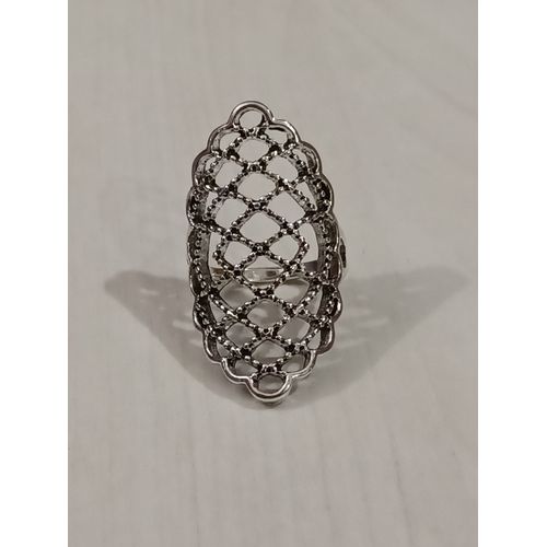 Bague Métal Argenté,Dentelle,Taille 19