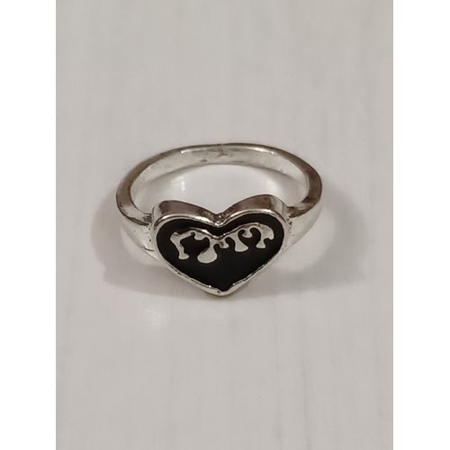 Bague Métal Argenté, Coeur Qui Saigne,Taille 17.2
