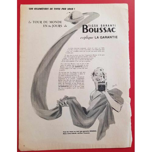 Affiche Publicitaire De Presse Tissu Garanti Boussac (1955)