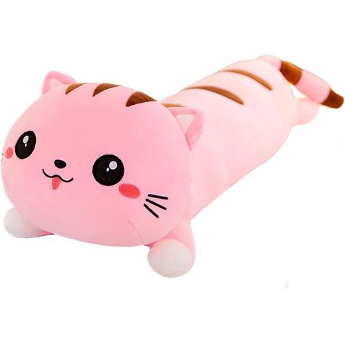 Oreiller En Peluche De Chat Long Mignon - Oreiller De Corps Animal En Peluche De Chat Doux Pour Enfants Et Petite Amie, Jouet En Peluche Chaton Pour Dormir Et Décorer, Idée (Rose, 20in / 5