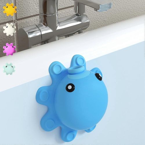 Couvercle de drain de baignoire,Couvercle de trop-plein de baignoire en silicone avec ventouse,Bouchon de vidange de trop-plein de baignoire,Accessoires de salle de bain mignons,Bleu