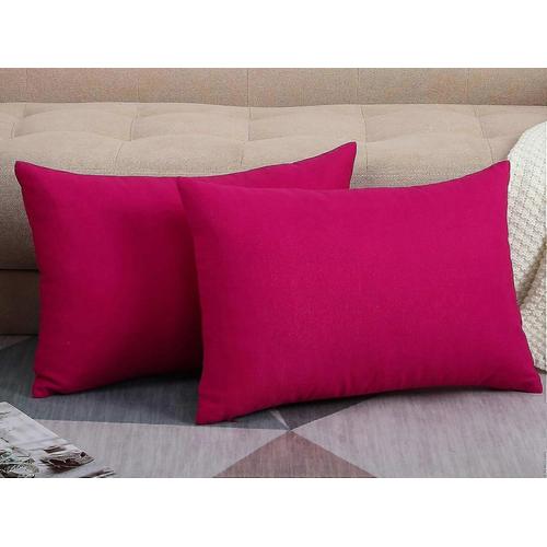 Housses De Coussin En Coton Solide, 12 « X 18 », Rose Brillant