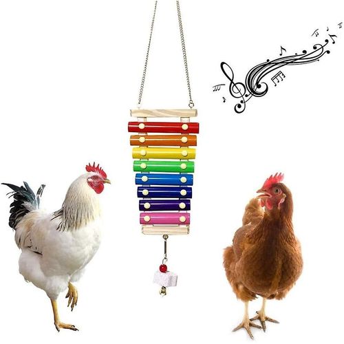 Chick Xylophone Toy Hen Hangable Wooden Xylophone Toy Avec 8 Touches Métal Poulet Coop Pic Toy Avec Meule