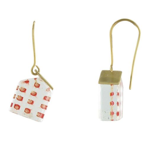 Les Poulettes Bijoux - Boucles D'oreilles Sweet Home Laiton Et Pâte De Verre - Classics