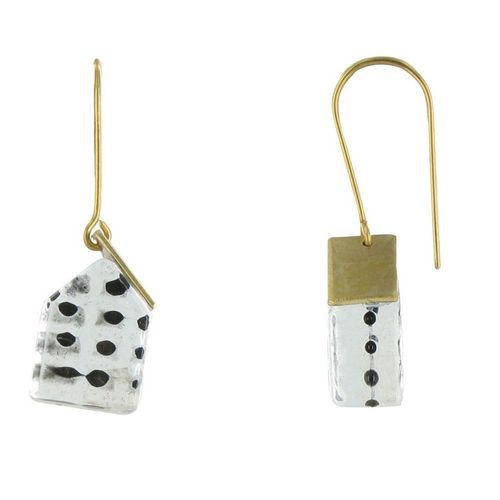 Les Poulettes Bijoux - Boucles D'oreilles Sweet Home Laiton Et Pâte De Verre - Classics