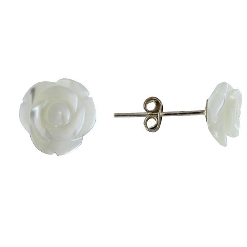 Les Poulettes Bijoux - Boucles D'oreilles Argent Rose De Nacre