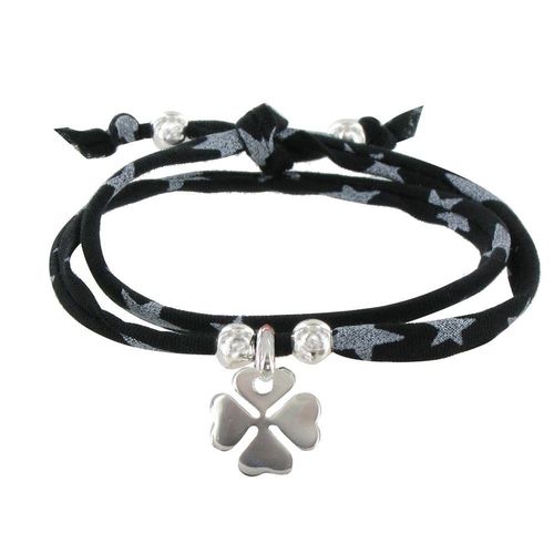 Les Poulettes Bijoux - Bracelet Double Tour Lien Etoiles Et Trèfle Argent - Classics