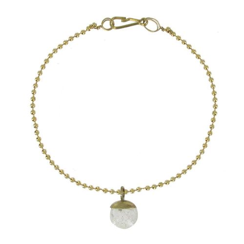 Les Poulettes Bijoux - Bracelet Laiton Petite Bulle Pâte De Verre Cristal