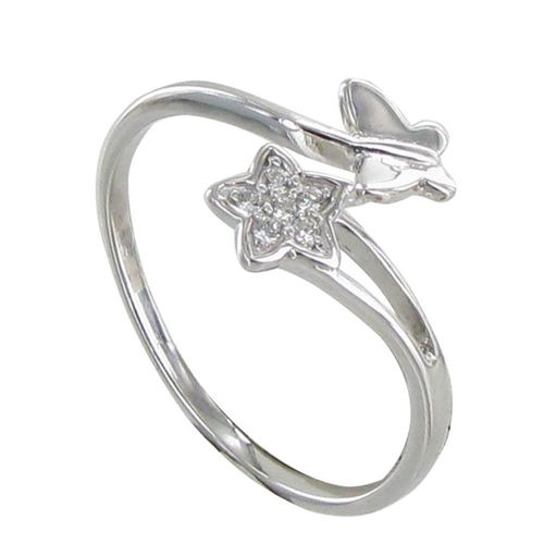 Les Poulettes Bijoux - Bague Argent Papillon Et Etoile De Strass
