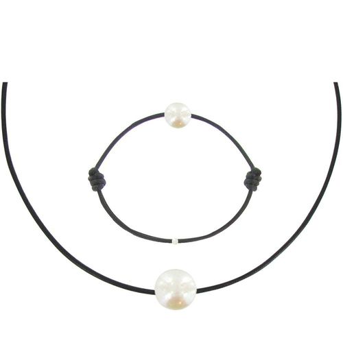 Les Poulettes Bijoux - Set Collier Et Bracelet Lien La Perle Blanche Des Poulettes - Classics