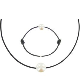 Les Poulettes Bijoux - Set Collier Et Bracelet Lien La Perle Blanche Des Poulettes - Classics