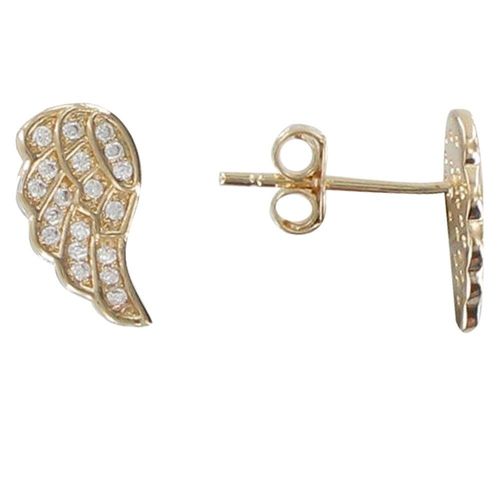 Les Poulettes Bijoux - Boucles D'oreilles Plaqué Or Aile D'ange Et Strass