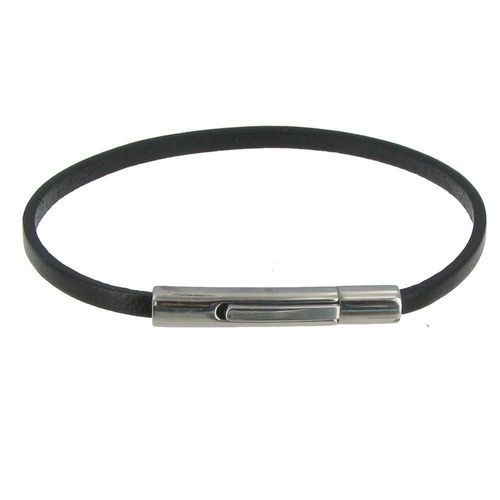 Les Poulettes Bijoux - Bracelet Femme Cuir Simple Fermoir Acier Inoxydable - Classics