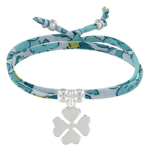 Les Poulettes Bijoux - Bracelet Double Tour Lien Liberty Et Trèfle Argent - Classics