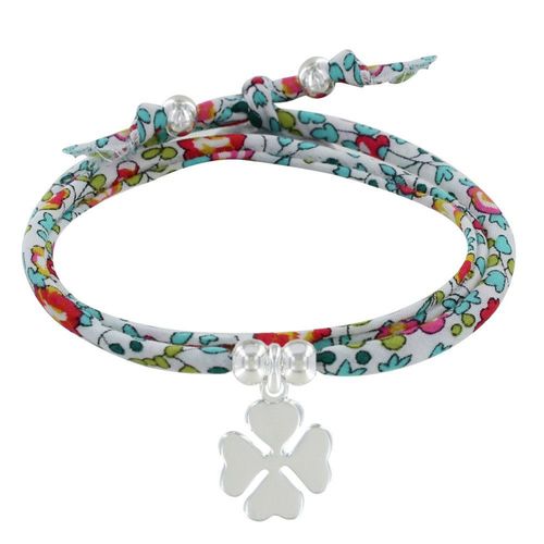 Les Poulettes Bijoux - Bracelet Double Tour Lien Liberty Et Trèfle Argent - Classics