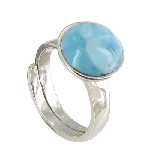 Les Poulettes Bijoux - Bague Argent Demi Sphère De Larimar