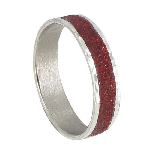 Les Poulettes Bijoux - Bague Argent Paillettes Rouge