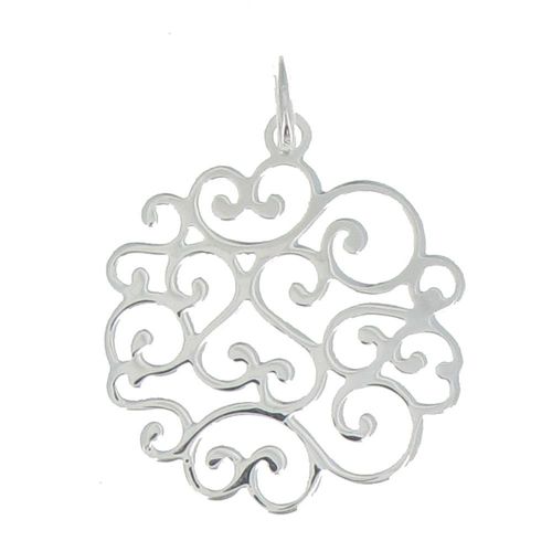 Les Poulettes Bijoux - Pendentif Rosace Fleurie Argent