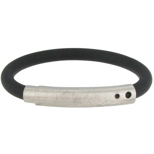Les Poulettes Bijoux - Bracelet Argent Brossé Et Silicone - Classics