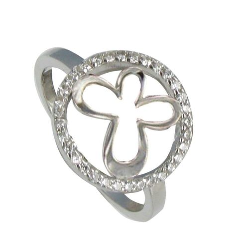 Les Poulettes Bijoux - Bague Argent Papillon De Lune Et Strass