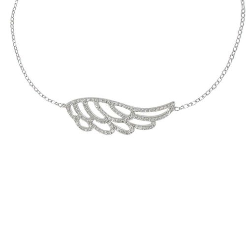 Les Poulettes Bijoux - Collier Argent Aile D'ange Et Strass