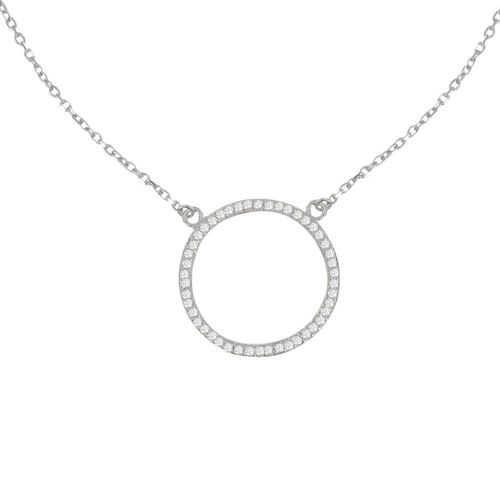 Les Poulettes Bijoux - Collier Argent Rhodié Cercle De Strass