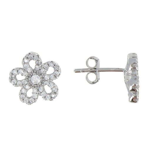 Les Poulettes Bijoux - Boucles D'oreilles Argent Marguerite Et Strass