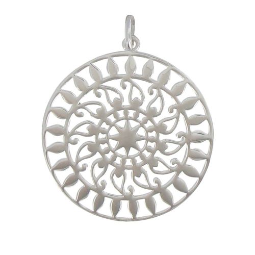 Les Poulettes Bijoux - Pendentif Argent Rhodié Astre Rond