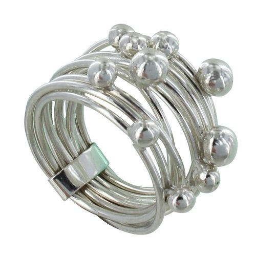 Les Poulettes Bijoux - Bague Argent Multiples Anneaux Et Billes