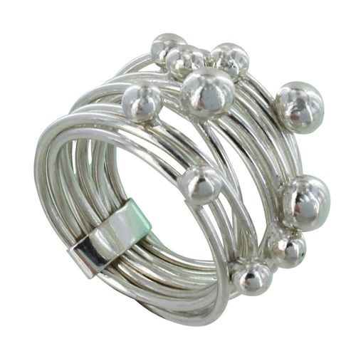 Les Poulettes Bijoux - Bague Argent Multiples Anneaux Et Billes