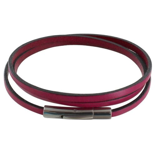 Les Poulettes Bijoux - Bracelet Femme Cuir Plat Fermoir Acier Inoxydable - Classics