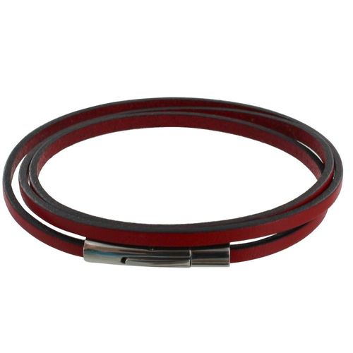 Les Poulettes Bijoux - Bracelet Femme Cuir Plat Fermoir Acier Inoxydable - Classics